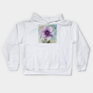 Large Purple Watercolour Flower Kids Hoodie